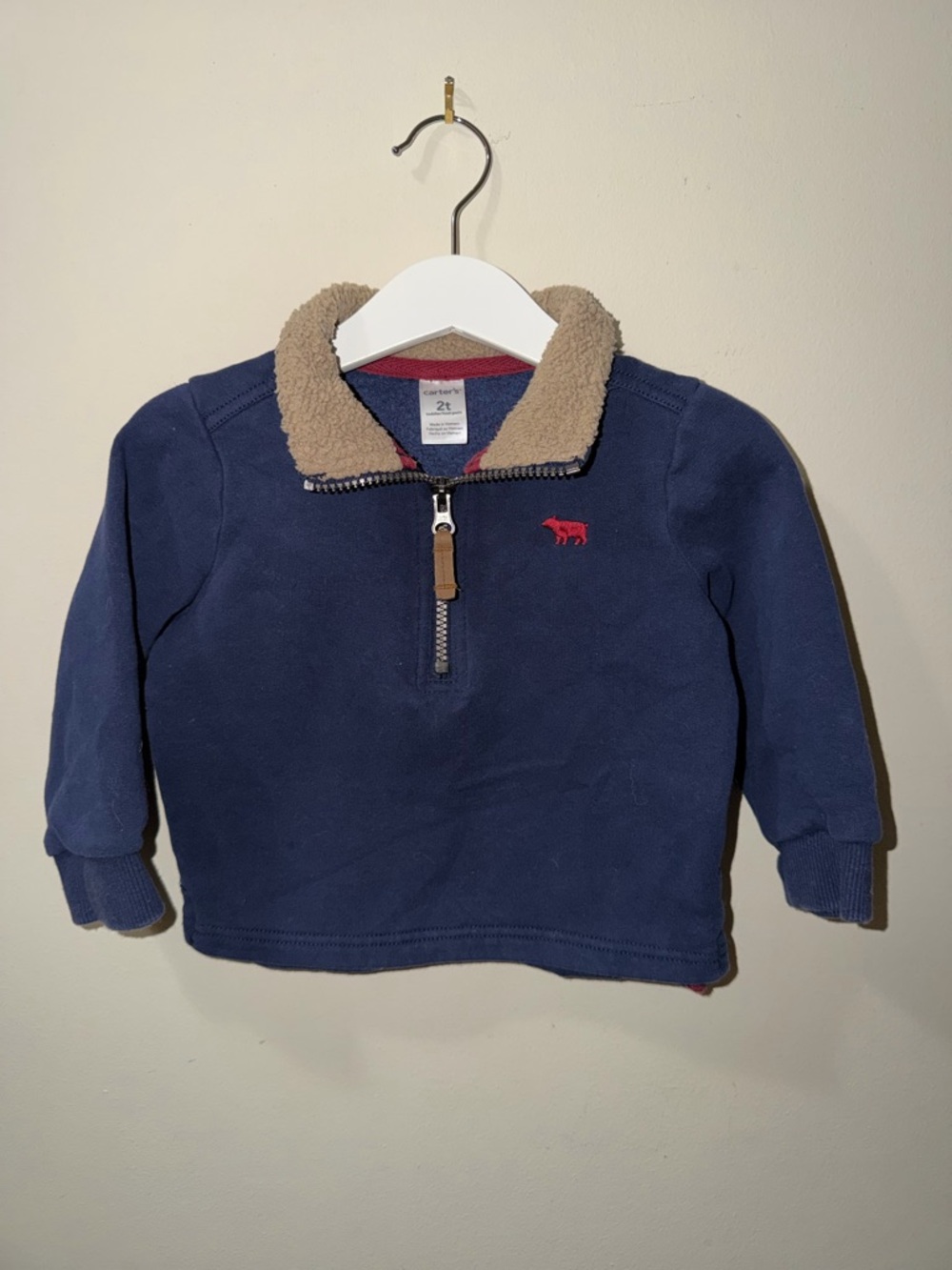 Carter's Navy Half-Zip Sherpa Collar Sweatshirt‎ with Red Logo